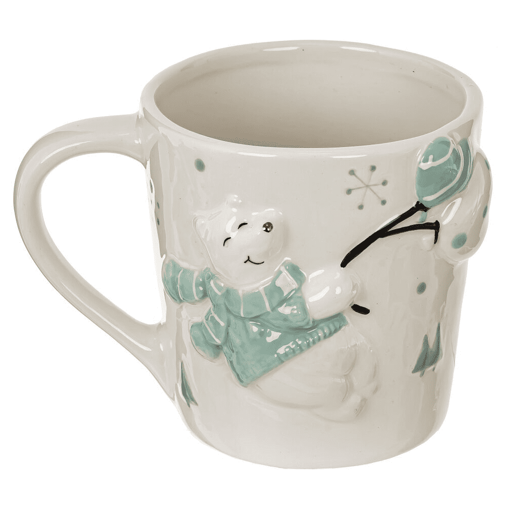 Кружка керамическая "Белый медведь", 400 мл, белый, голубой