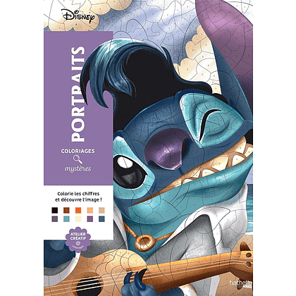 Раскраска по номерам на французском языке "Coloriages mystères Disney - Portraits"