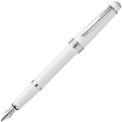 Ручка перьевая "Cross Bailey Light", M, белый, серебристый, патрон черный