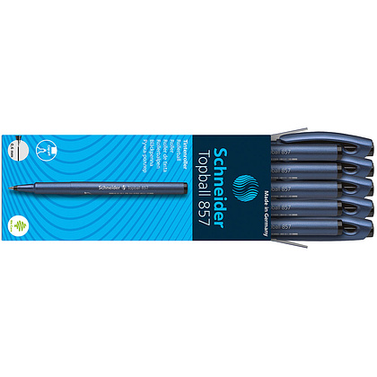 Ручка-роллер "Schneider Topball 857", 06 мм, черный, синий, стерж. черный - 5