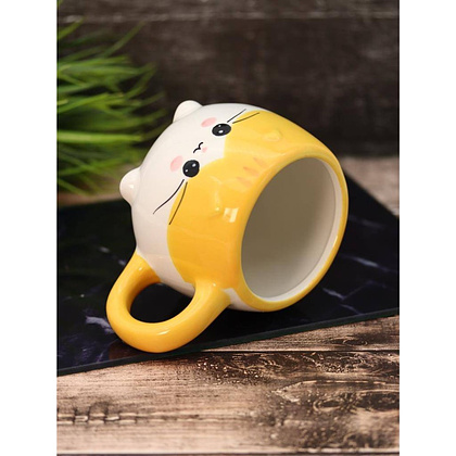 Кружка керамическая "Cat", 450 мл, оранжевый - 7