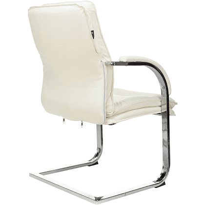 Кресло на полозьях "Бюрократ T-9927SL-LOW-V", натуральная кожа, слоновая кость, металл хром - 4