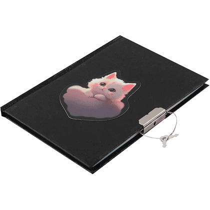Книга записная "Dream Cat", А6, 110x150 мм, 56 листов, в линейку, с замком, черный - 3
