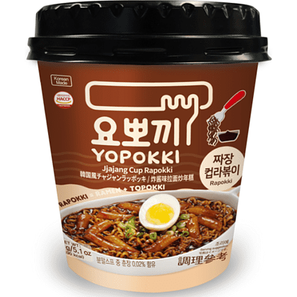 Рамен с рисовыми палочками "Yopokki. Jjajang Cup Rapokki" с соусом чачжан, 145 гр