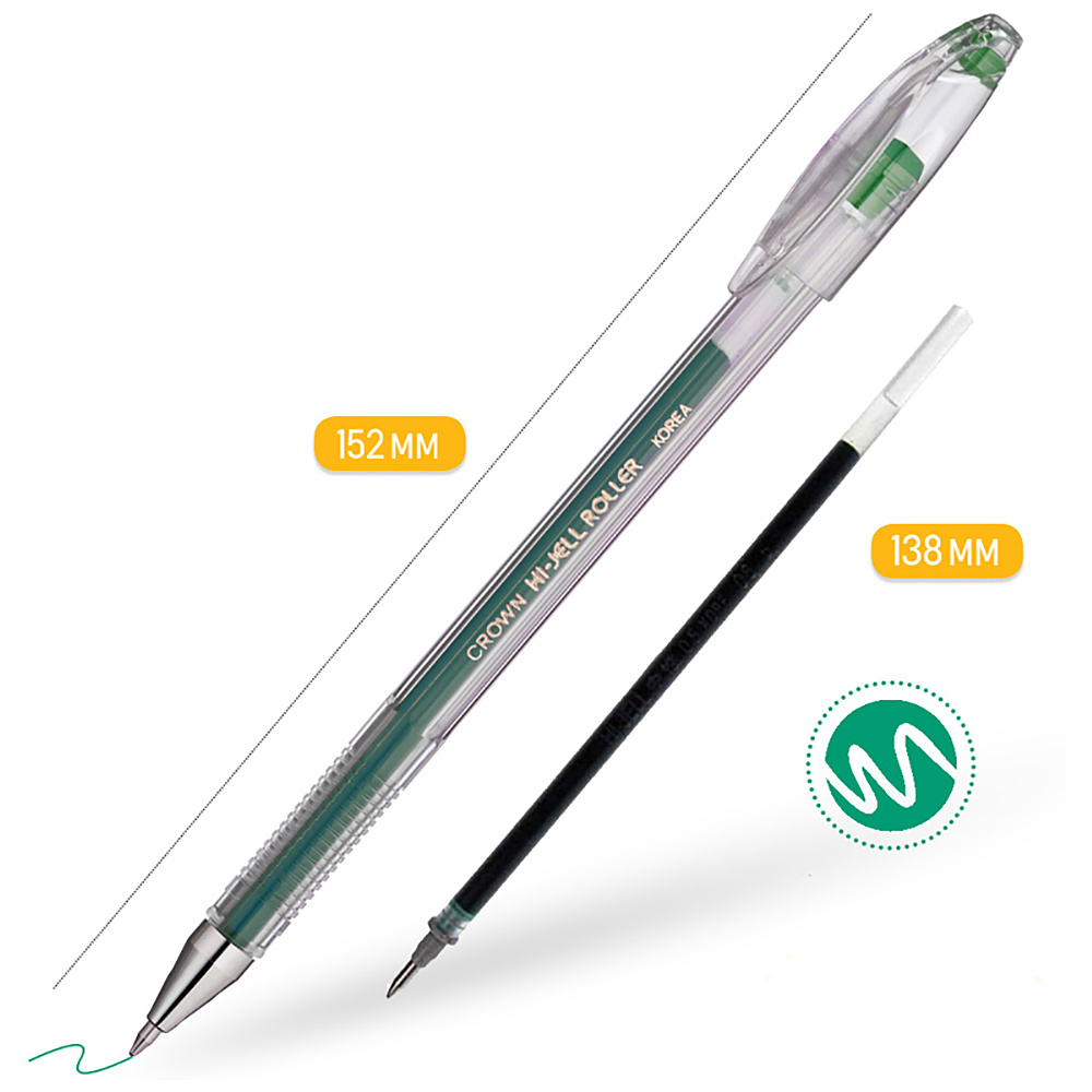 Ручка гелевая "Hi-Jell", 0,5 мм, прозрачный, стерж. зеленый - 2