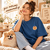 Футболка унисекс "Шпиц. Dog love club", XS-S, хлопок, оверсайз, джинсовый - 2