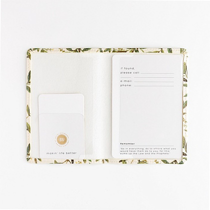 Обложка для паспорта "Flora. Олива", кожзам., белый, зеленый - 4