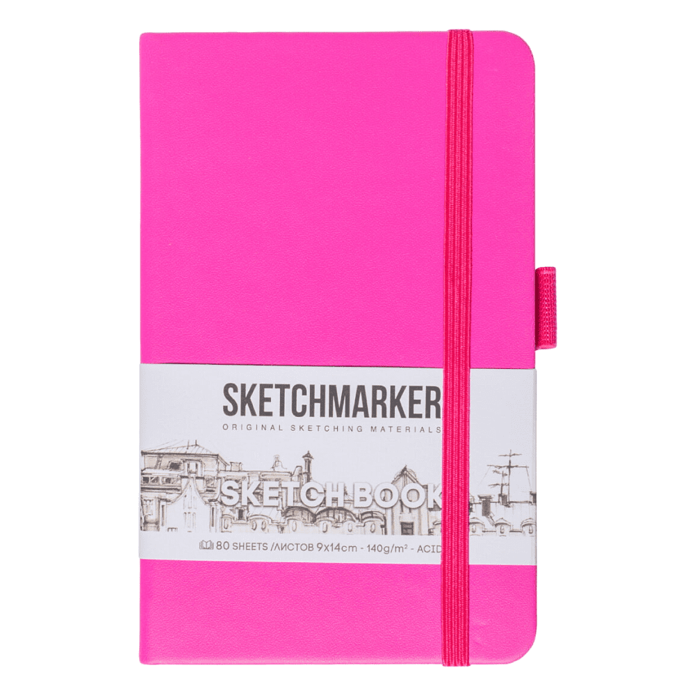 Скетчбук "Sketchmarker", 9x14 см, 140 г/м2, 80 листов, фуксия 