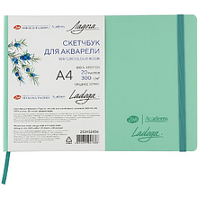 Скетчбук для акварели "Ладога", А4, 100% хлопок, 300 г/м2, 20 листов, мятный