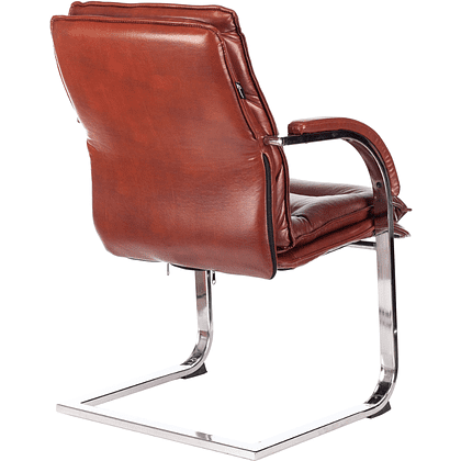 Кресло на полозьях "Бюрократ T-9927SL-LOW-V", натуральная кожа, светло-коричневый, металл хром - 4