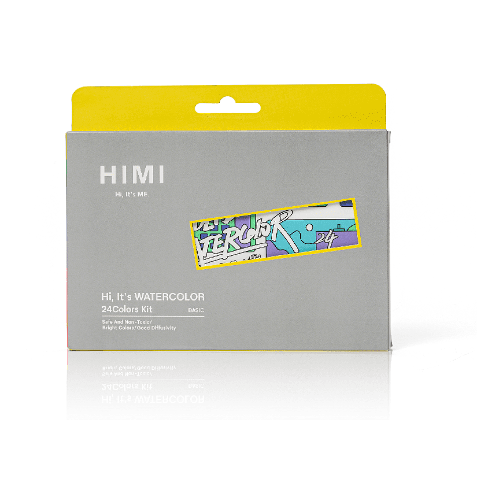 Набор для рисования акварелью "Himi New" (краски 24 цвета, кисть, блок для акварели), белый футляр - 5