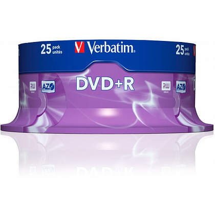 Диск Verbatim на шпинделе, DVD-R, 4.7 гб, круглый бокс, 25 шт - 2