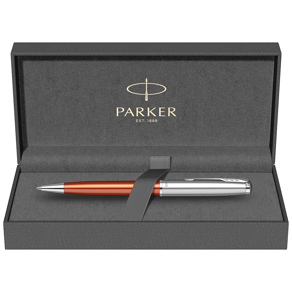 Ручка шариковая автоматическая Parker "Sonnet Essential SB K545", 0,7 мм, серебристый, оранжевый, стерж. черный - 2