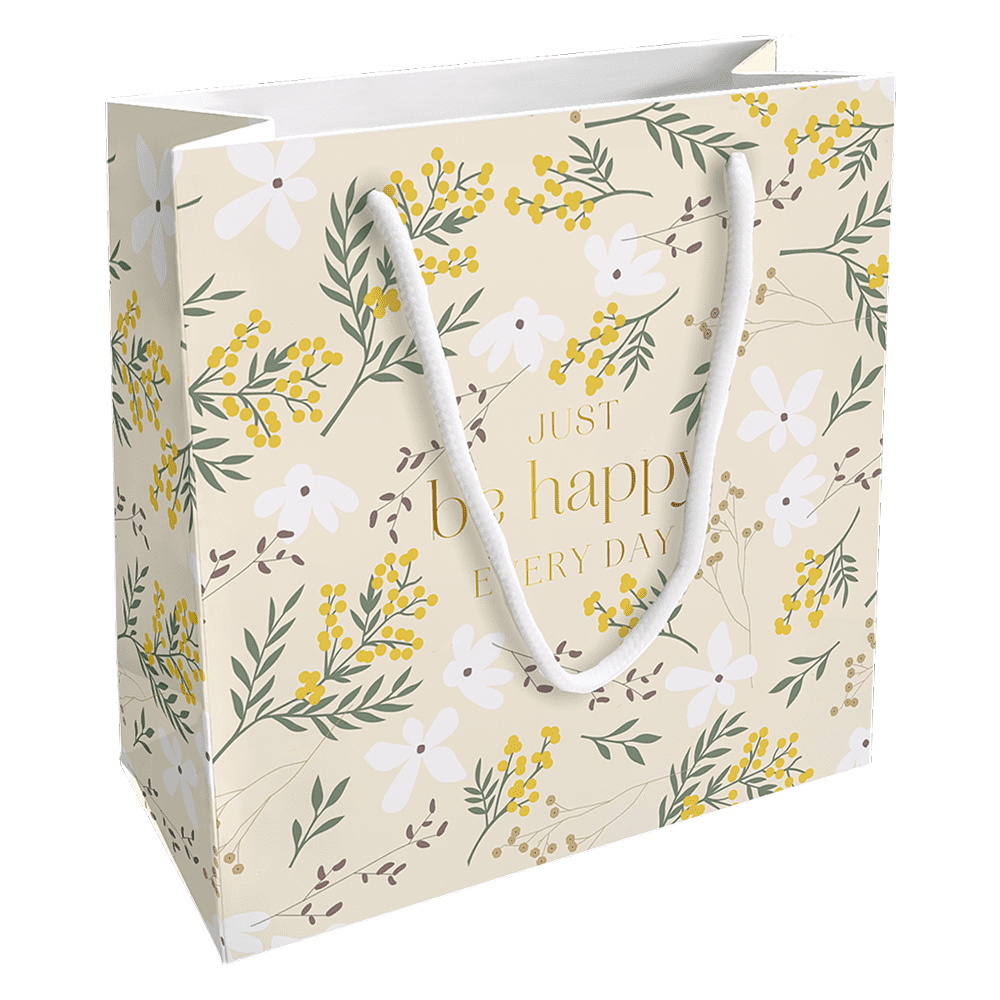 Пакет бумажный подарочный "Fleurs. Мимоза", 20х20х8 см, разноцветный