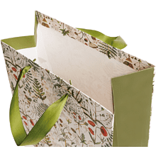 Пакет бумажный подарочный "Flora. Луговые травы", 26x32,4x13 см, зеленый