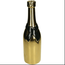 Ваза фаянсовая "Champagne Bottle", 39х11х12 см, золотистый