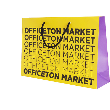 Пакет бумажный "Офистон Маркет", 50x35x15 см, желтый, фиолетовый