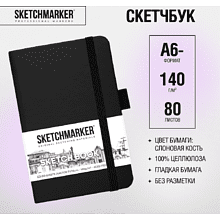 Скетчбук "Sketchmarker", 9x14 см, 140 г/м2, 80 листов, черный