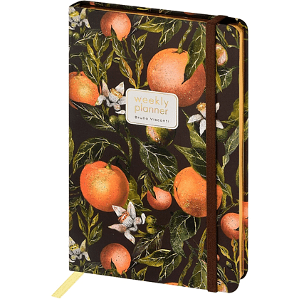 Еженедельник недатированный "Flora. Paradise. Oranges", А5, 144 страниц, линованный, оранжевый, зеленый
