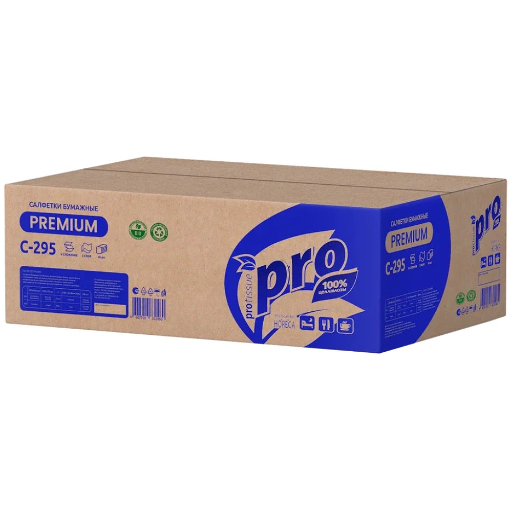 Салфетки бумажные PROtissue 10,5х21 см, 2 слоя, V - сложение, белый, 200 листов - 4