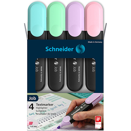 Набор маркеров текстовых "Schneider Job", 4 шт, пастельное ассорти - 2