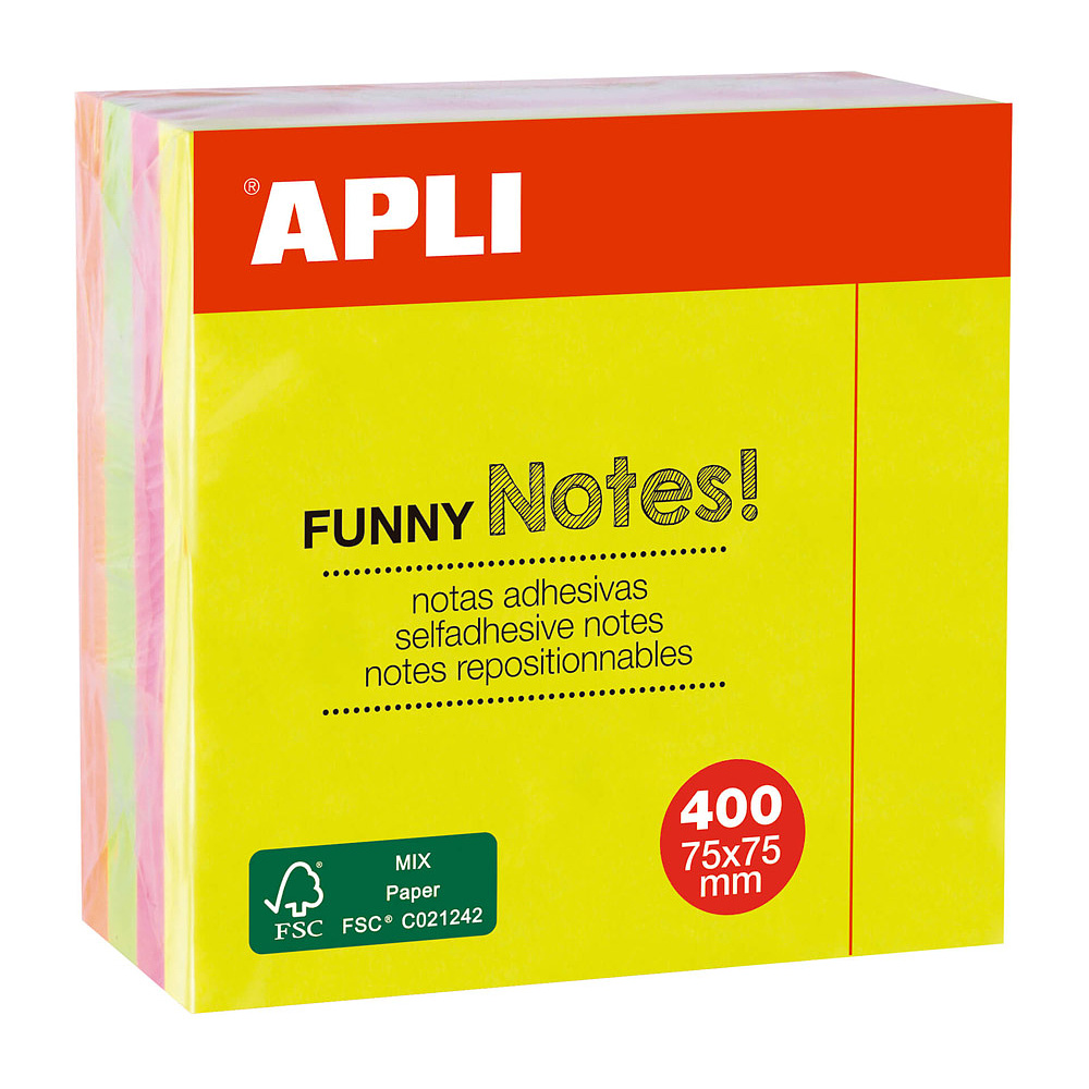Бумага для заметок на клейкой основе "Funny notes", 75x75 мм, 400 листов, флуоресцентный ассорти - 5