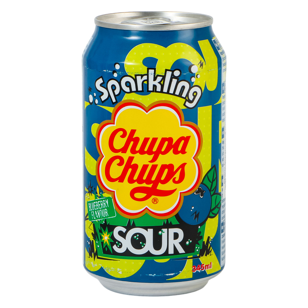 Напиток Chupa Chups "Sparkling", вкус кислой черники 0.345 л