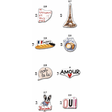 Набор наклеек объемных "Французский язык", А6, 1 лист, 8 шт