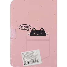 Книга записная "Meow", А5, 130х190 мм, 128 листов, линейка, на магните, ассорти