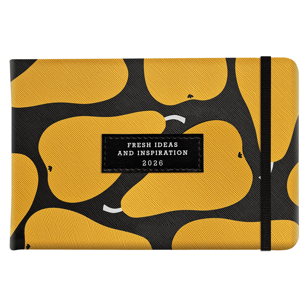 Еженедельник датированный "Pear" на 2026 год, А6, 128 страниц, на резинке, оранжевые груши