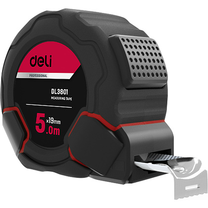 Рулетка "Deli DL3801", 5 м,19 мм, черный