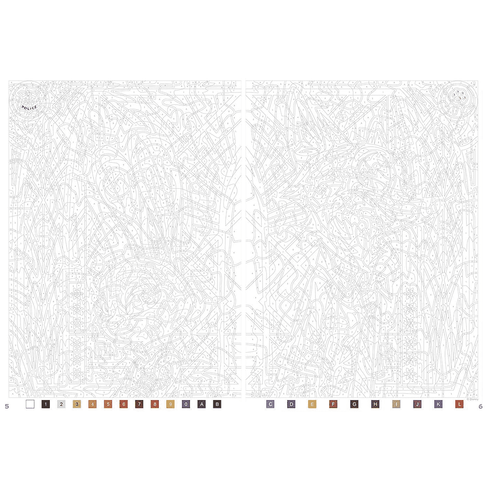 Раскраска по номерам на французском языке "Coloriages mystères Disney - Vitraux Tome 2" - 2