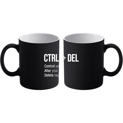 Кружка керамическая "CTRL+ALT+DEL", 350 мл, софттач, черный   - 3