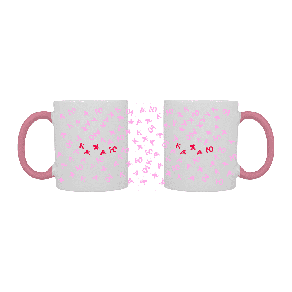 Кружка керамическая "Кахаю, кахаю, кахаю", 330 мл, белый, розовый