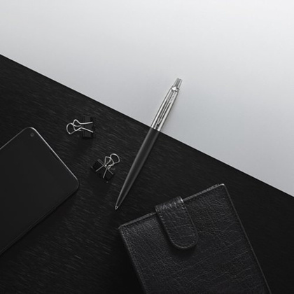 Ручка шариковая автоматическая "Jotter Core K63 Bond Street Black CT", 1,0 мм, черный, серебристый, стерж. синий - 3