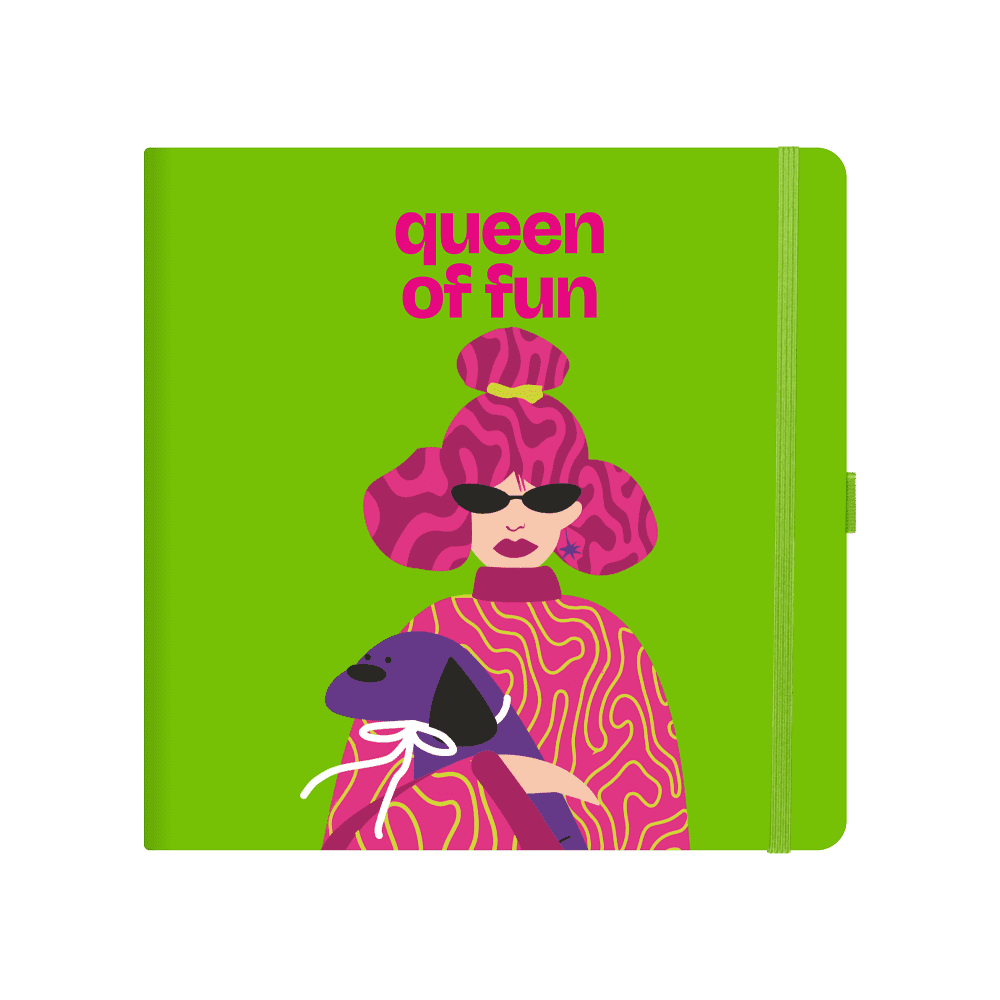 Скетчбук "Queen of fun", 12х12 см, 140 г/м2, 80 л, зеленый луг