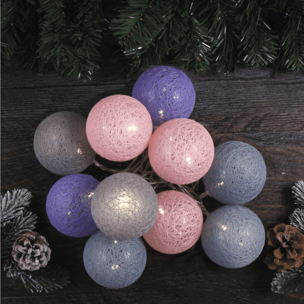 Гирлянда электрическая LED "Нить" с насадками "Шар", 2 м, тепло-белый - 4