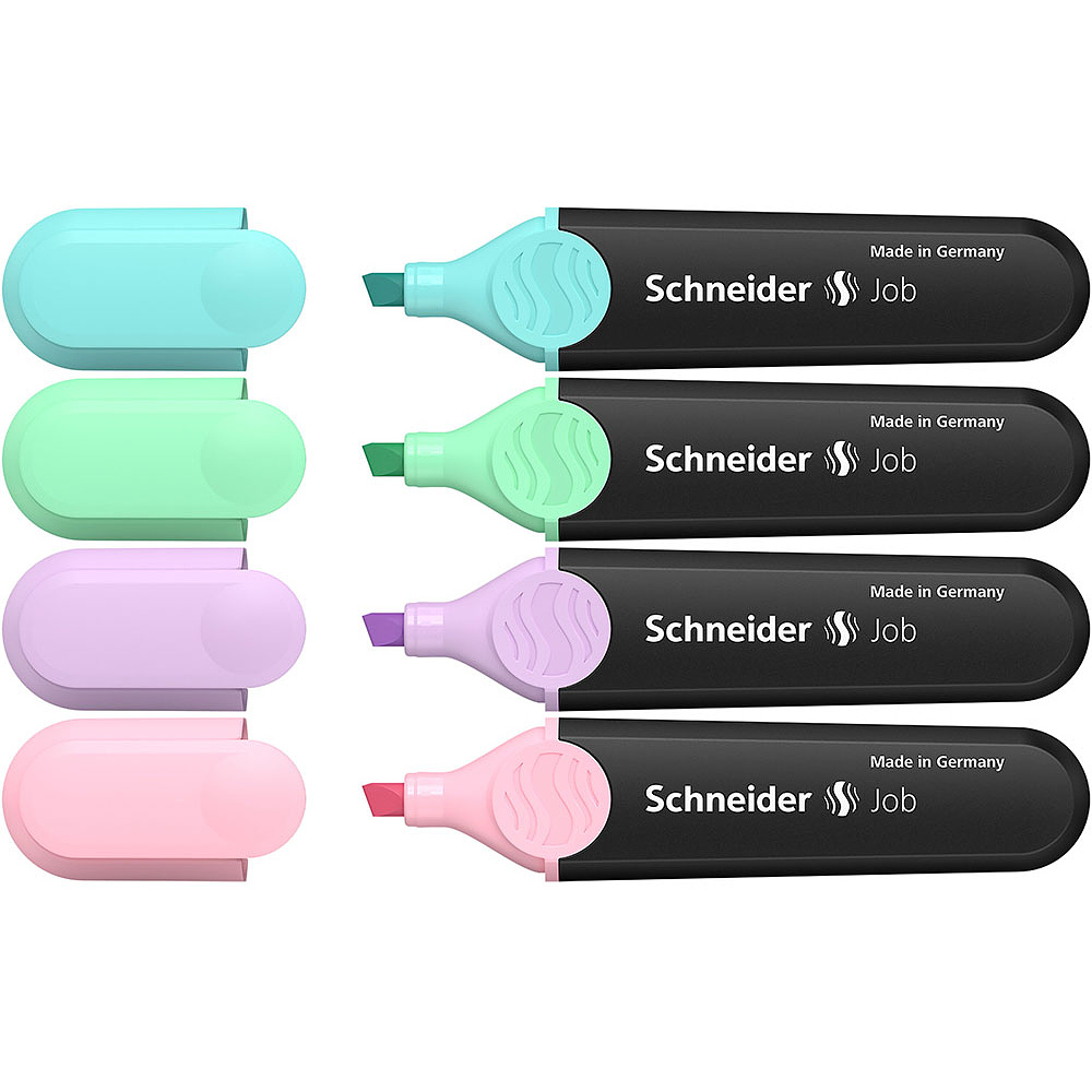Набор маркеров текстовых "Schneider Job", 4 шт, пастельное ассорти