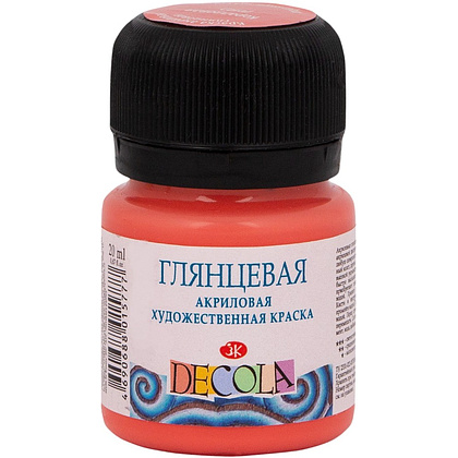 Краска акриловая глянцевая "Декола", 355 коралловая, 20 мл., банка