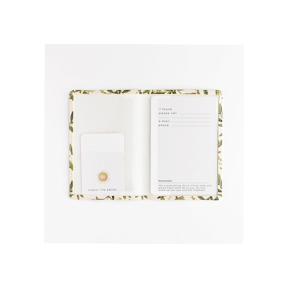 Обложка для паспорта "Flora. Олива", кожзам., белый, зеленый - 4