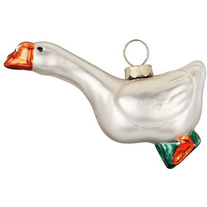 Украшение елочное "Гусь", 8 см, стекло, белый