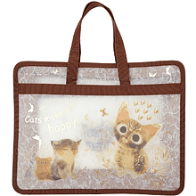 Папка для тетрадей "Love me. Котики приносят счастье", на молнии, коричневый