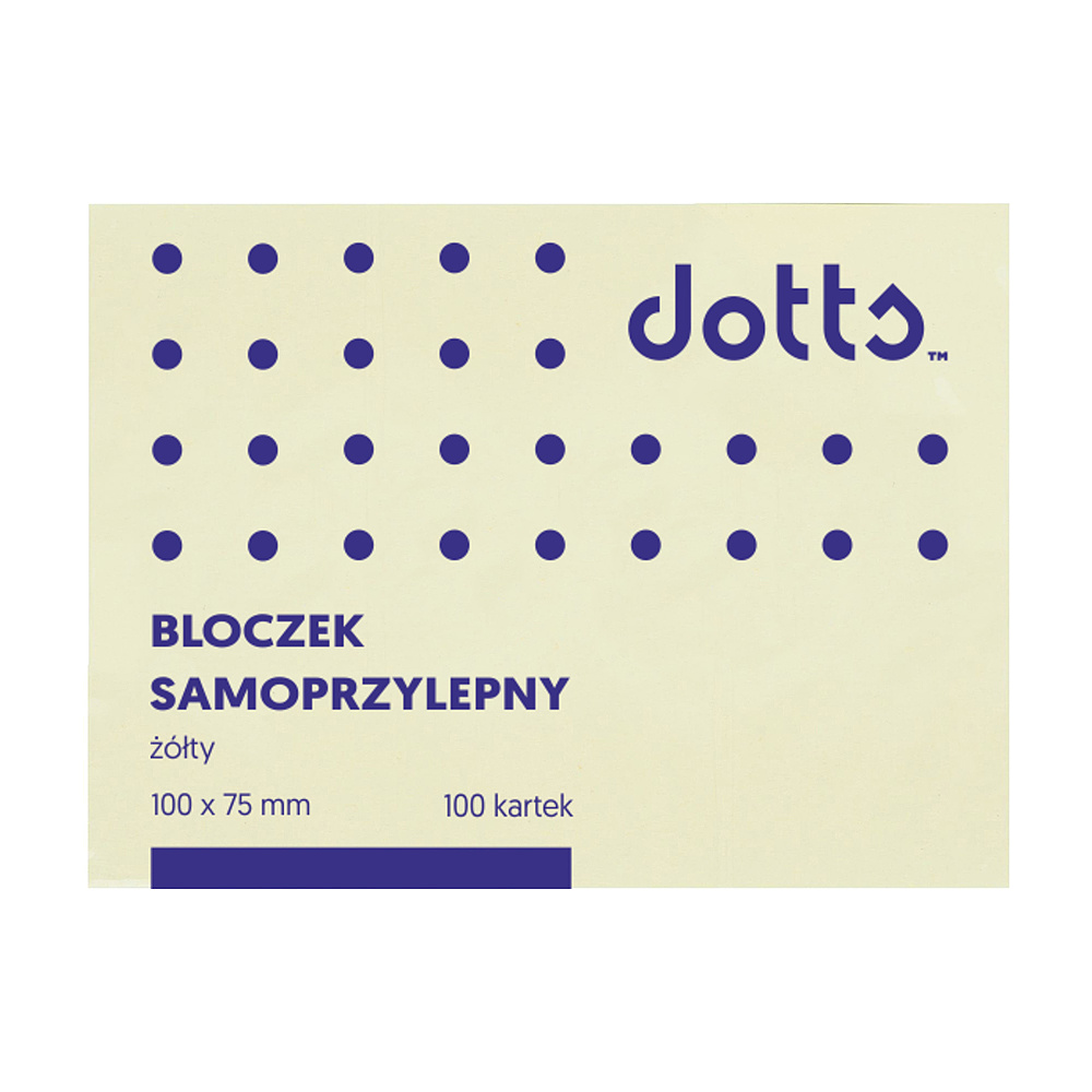 Бумага для заметок на клейкой основе "Dotts", 75x100 мм, 100 листов, желтый