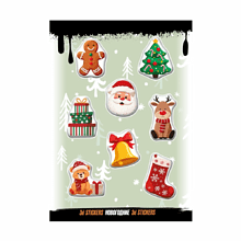 Набор наклеек объемных "Новогодние #3", А6, 1 лист, 8 шт.