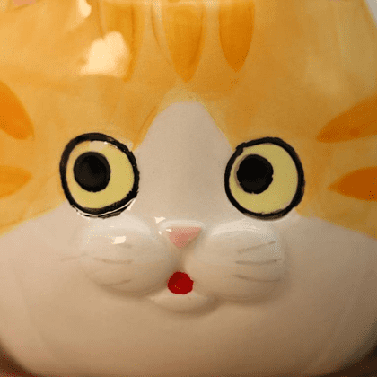 Кружка керамическая  "Рыжий кот", 410 мл, оранжевая - 5