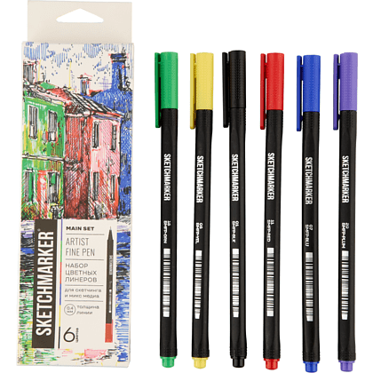 Ручка капиллярная "Sketchmarker Artist fine pen Main", 6 шт - 11