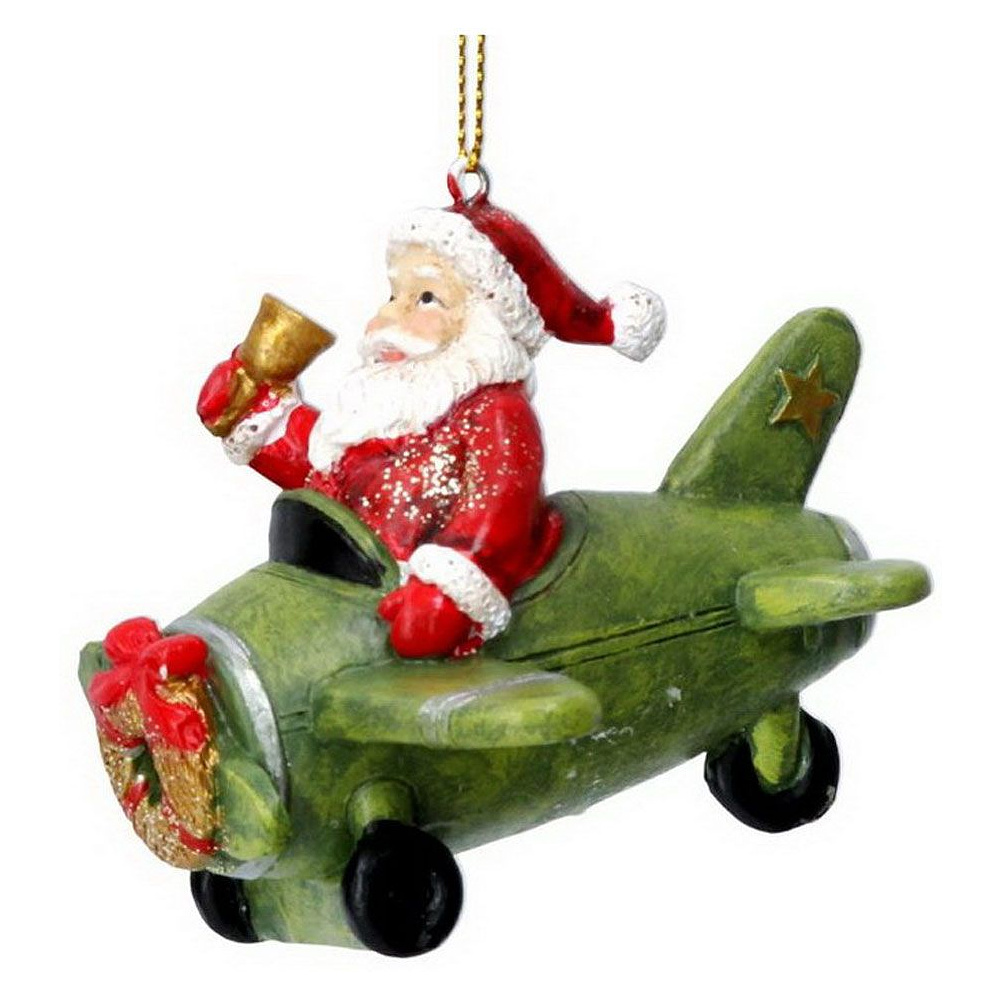 Украшение новогоднее "Санта в самолете", разноцветный