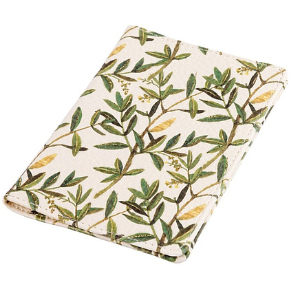 Обложка для паспорта "Flora. Олива", кожзам., белый, зеленый - 5