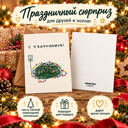 Открытка "С праздником", 148х105 мм, дизайнерская - 3
