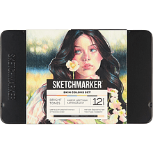 Карандаши цветные "Sketchmarker Оттенки кожи", набор 12 цветов, жестяной пенал